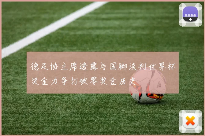 德足协主席透露与国脚谈判世界杯奖金力争打破零奖金历史